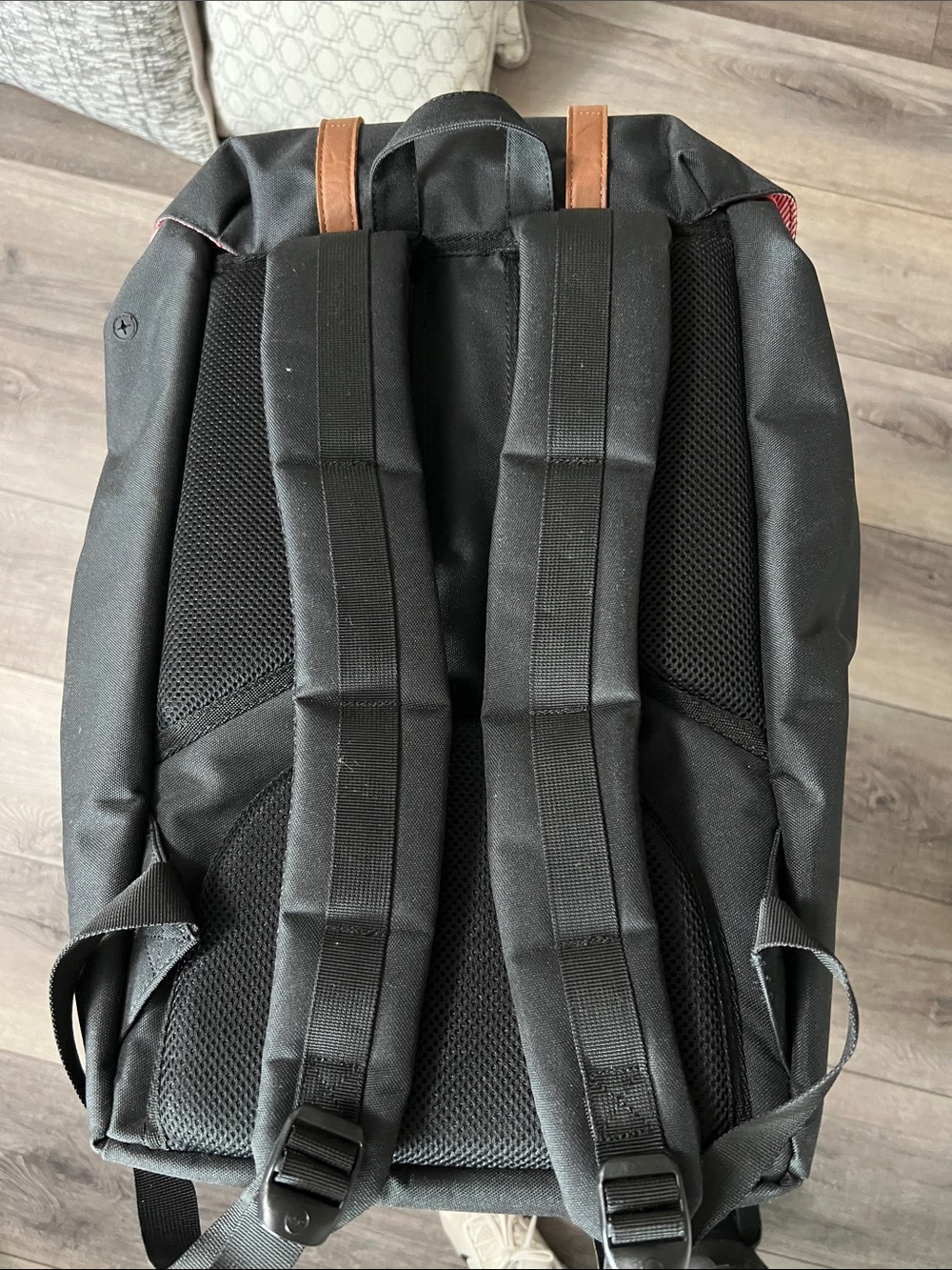 Herschel Supply Company Black Backpack with Brown Leather-Trim Straps - Picture 2 of 3